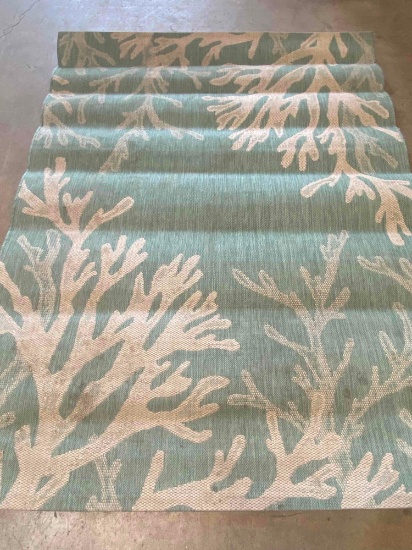 Liora Manne Capri Coral Border Indoor/Outdoor Rug Aqua