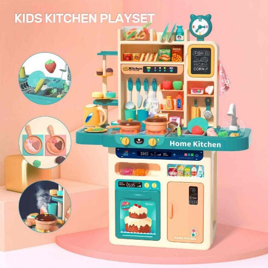Kitchen Playset Toy with Realistic Lights & Sounds (Sink & Oven, Menu Board Included) Toddlers Toys