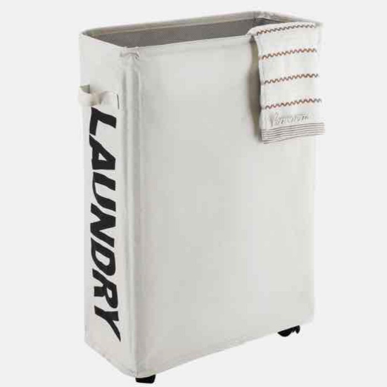 Caroeas 22" Rolling Slim Laundry Basket with Stand Foldable Waterproof Sorter and Organizer on