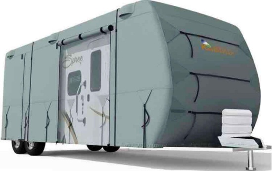 KING BIRD Extra-Thick 4 Layers Travel Trailer RV Cover Anti-UV Top Panel