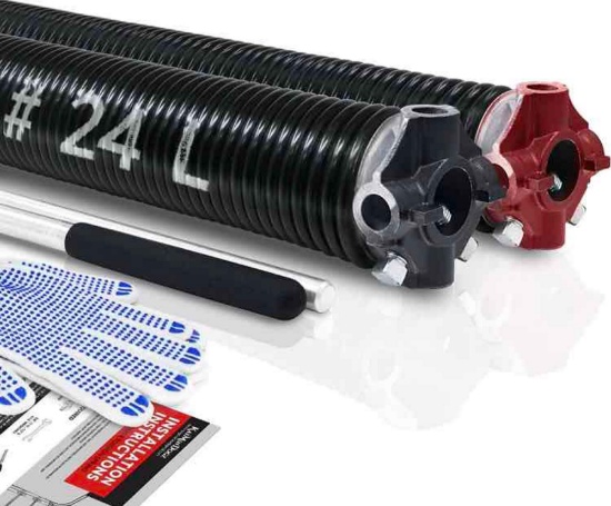 Pair of 2" Garage Door Torsion Springs Set with Non-Slip Winding Bars & Gloves