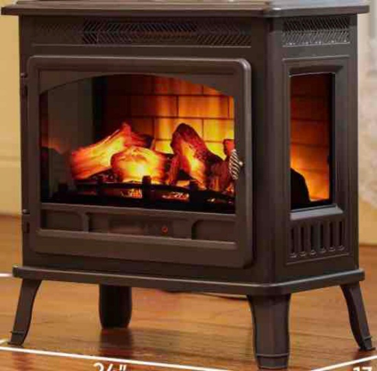 Infrared Electric Fireplace Stove 24" with Visible Control Panel and Remote