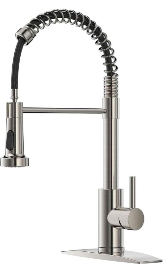 FORIOUS Kitchen Faucet with Pull Down Sprayer(Gray Hose )