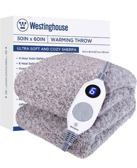 Westinghouse Electric Blanket Throw Size Sherpa