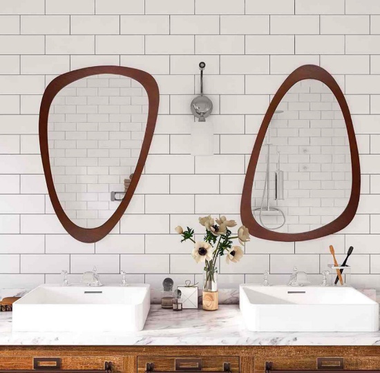 Sollertia Irregular Wall Mirror 36"x24" Wall-Mounted Mirror with MDF Frame, Large Asymmetrical