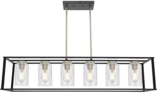 VINLUZ Contemporary Chandeliers 6-Light Brushed Nickel and Black Modern Dining Room Lighting