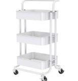 3-Tier Rolling Utility Cart Metal Organization Storage Cart with 2 Lockable Wheels