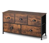 Dresser Organizer With 5 Drawers And Wooden Top-Rustic Brown