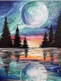 ACIOPPL Paint by Number Moon Paint by Numbers for Adults Beginner Kids Lake DIY Acrylic Painting
