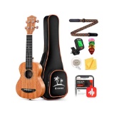 Donner Soprano Ukulele Mahogany 21 inch Ukelele Beginner Kit Online Lesson Gig Bag Strap Nylon