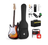 Donner 39 Inch Left-Handed Electric Guitar Kit Solid Body Sunburst Lefty Beginner Set Full-Size with