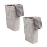 Mind Reader Basket Collection, Slim Laundry Hamper, 40 Liter (15kg/33lbs) Capacity, Cut Out Handles,