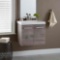 Domani Stella D Wall Hung Bath Vanity in White Washed Oak with Cultured Marble Vanity Top in White