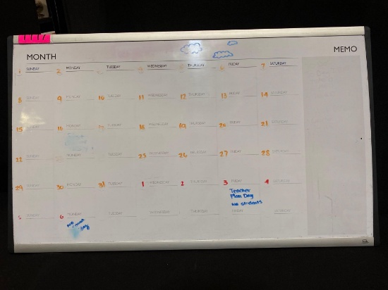 Quartet Arc Frame Magnetic Dry-Erase One Month Calendar