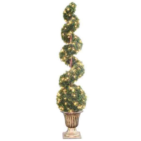 HOME ACCENTS 6FT Pre-Lit Spiral Potted Tree