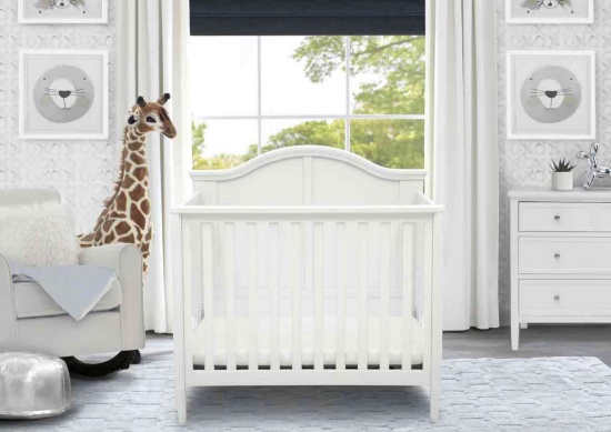Delta Children Parker Mini Convertible Baby Crib with Mattress and 2 Sheets