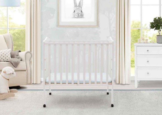 Delta Children Folding Portable Mini Baby Crib with 1.5-inch Mattress