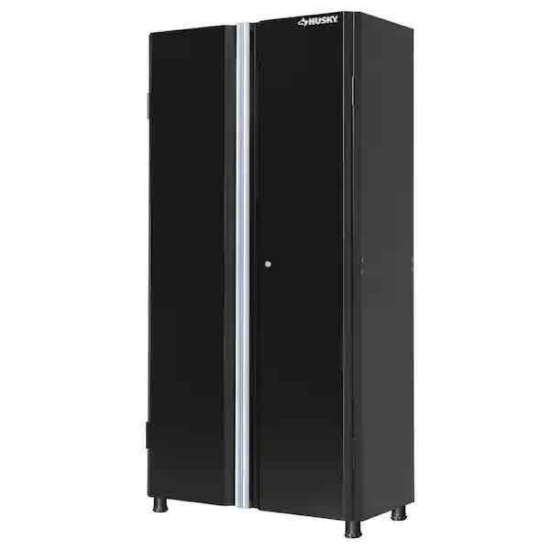Husky Ready-to-Assemble 24-Gauge Steel Freestanding Garage Cabinet in Black (36 in. W x 72 in. H x