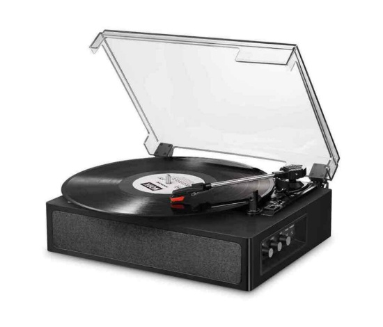 Donner Vinyl Record Player, Bluetooth Turntable for Vinyl Records with Built-in Speakers, 3-Speed