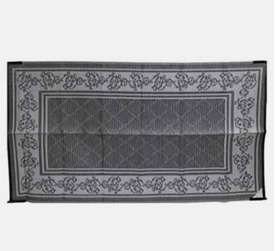 Reversible Outdoor Mat for Patios and RVs, Grey Vine
