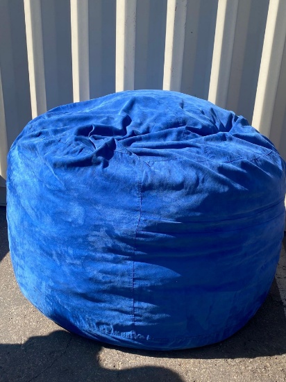 Knit Pouf Blue