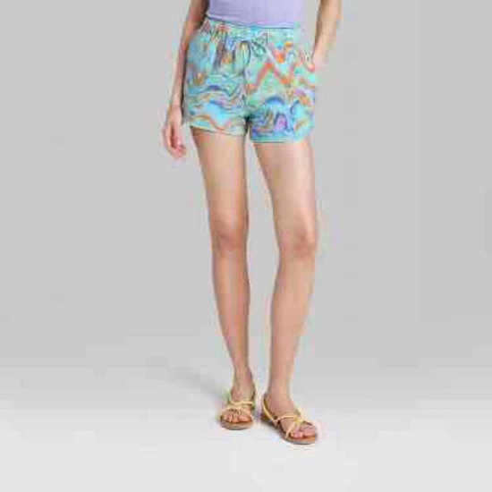 TARGET High-Rise Dolphin Shorts - Wild Fable Size M Color Aqua Blue Swirl