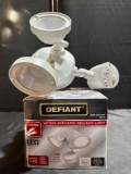 Defiant 180... White Motion Activated Sensor Twin-Head Round Outdoor Integrated LED Security Flood