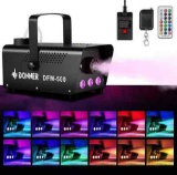 Donner Fog Machine, 13 Colors 500W Party Smoke Machine with RGB LED Light, Indicat Light Automatic
