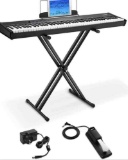 Moukey Beginner Digital Piano 88 Key Full-Size Semi-Weighted Electric Keyboard, Stand