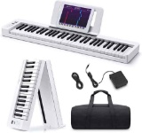 Donner Folding Piano Keyboard, 61 Keys Sensitive Electric Piano, Portable Beginner Digital Piano