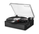 Donner Vinyl Record Player, Bluetooth Turntable for Vinyl Records with Built-in Speakers, 3-Speed