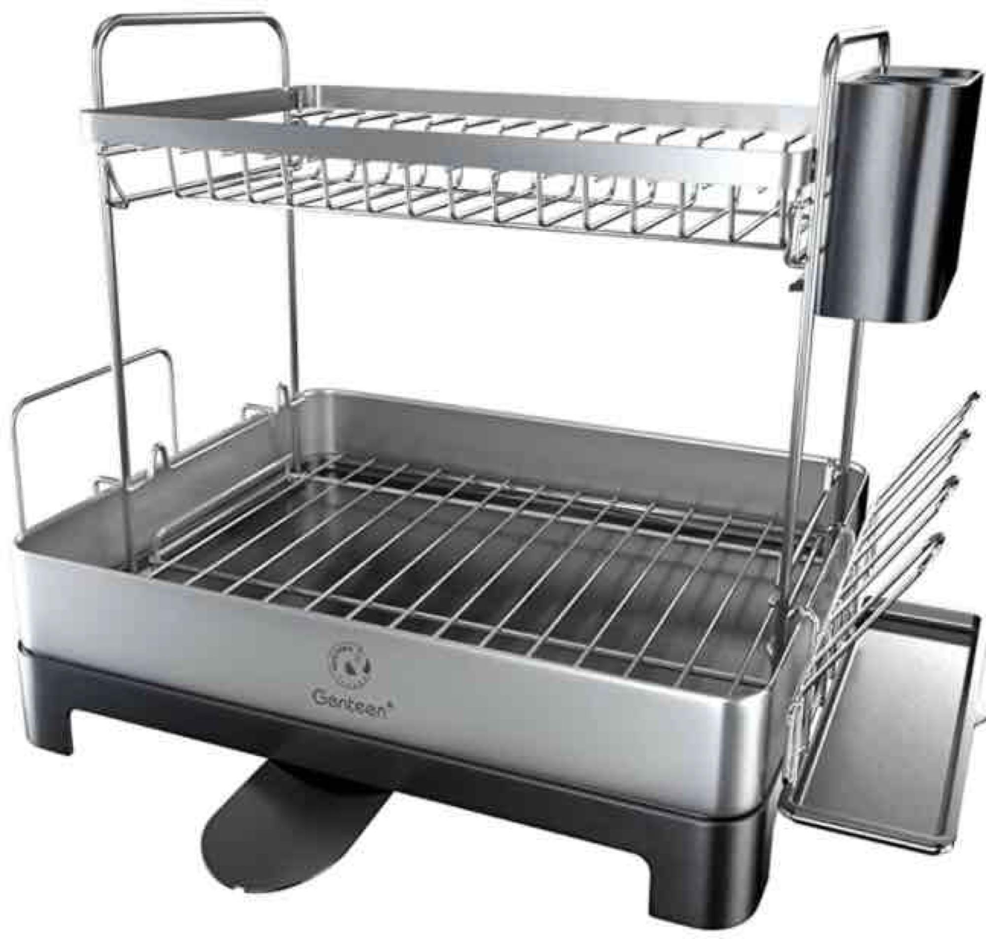 Qienrrae Dish Drying Rack with Drainboard, Stainless Steel One Tier-grey