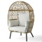 Better Homes & Gardens Kids Ventura Outdoor Wicker Stationary Egg Chair w Cream Cushions