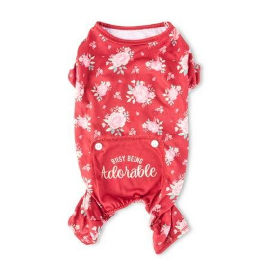 Vibrant Life Floral Dog Pajamas, Red, Small