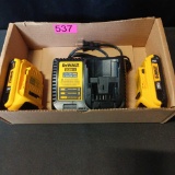 (2) 2.0 DeWalt batteries and DeWalt charger combo