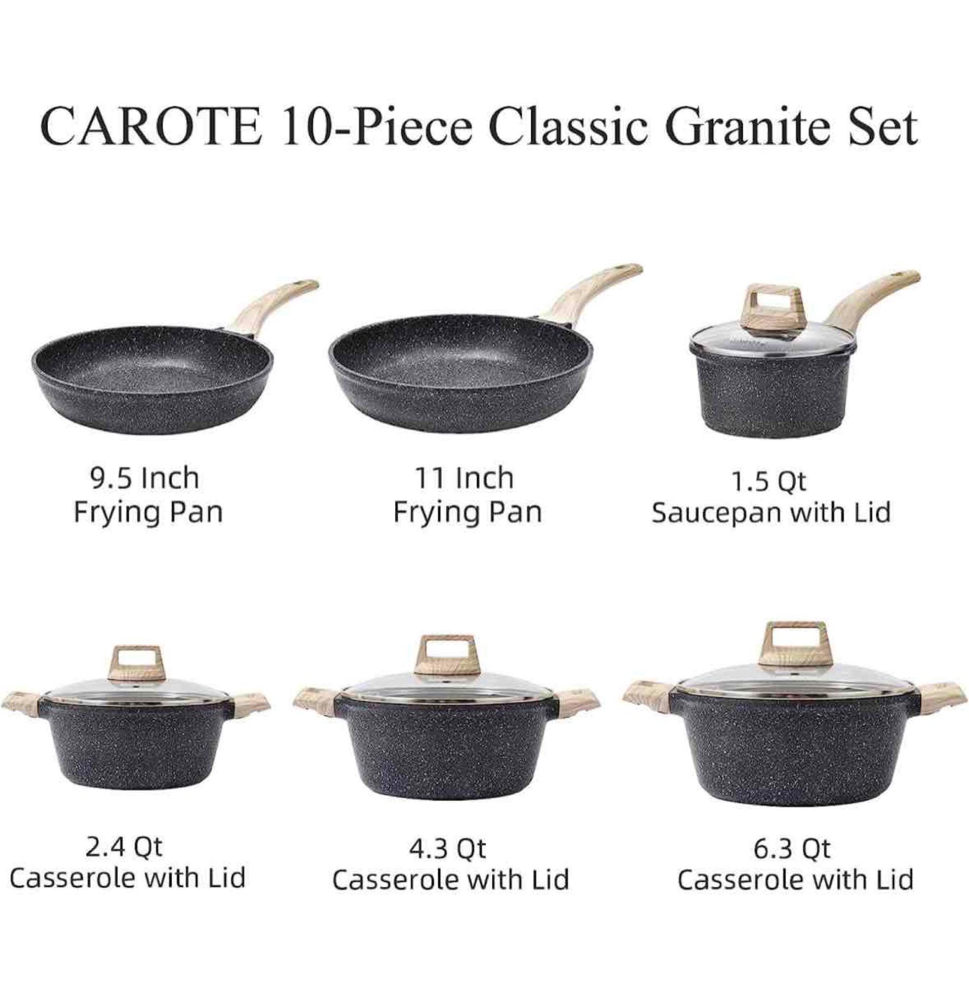 CAROTE 14 Pcs Pots and Pans Set Nonstick Cookware Sets Non Stick