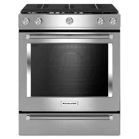 KitchenAid Stove Gas Range With Convection Oven in Stainless Steel