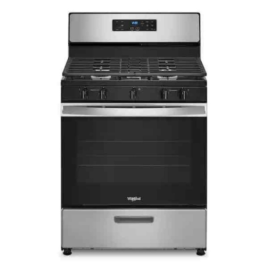 Whirlpool 30 in. 5-Burner Freestanding Gas Range in Stainless Steel
