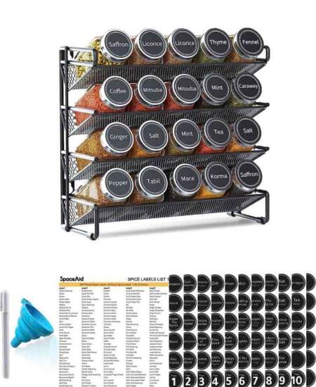 SpaceAid Spice Rack Organizer with 20 Spice Jars