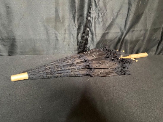 Handmade Black Lace Parasol Umbrella 30 Inch
