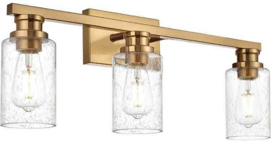 VINLUZ 3 Light Brushed Brass Finish Vanity