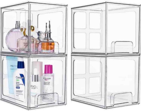 STACKABLE DRAWER ORGANIZERS 4 PIECE SET
