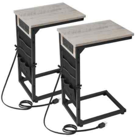 AMHANCIBLE Small Side Table with USB Ports and Outlets