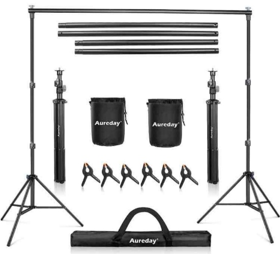 Aureday Backdrop Stand, 7x10Ft Adjustable Photo Backdrop