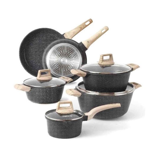 Carote Nonstick Granite Cookware Sets 10 Pcs Stone Cookware Set,non stick frying pan set , pots and