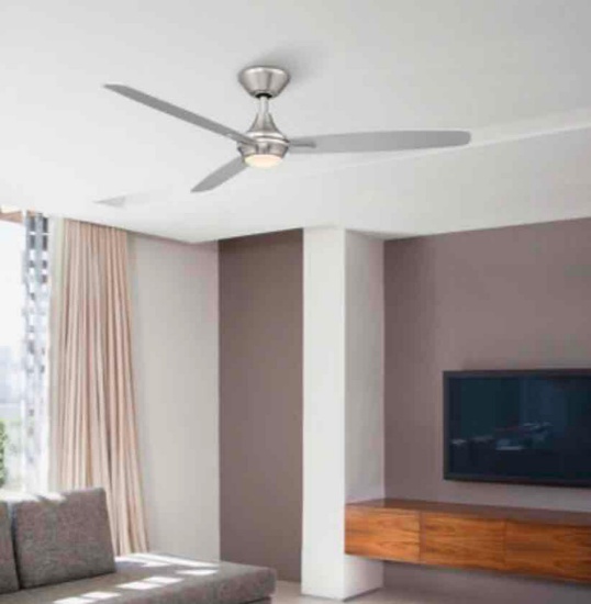 Blitzen 54 inch Brushed Nickel Downrod Ceiling Fan, Smart Fan
