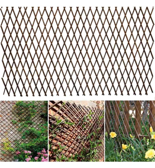 Helprise Expandable Willow Lattice Fence Panel Plant Support Garden Trellis Willow Trellis Fence for