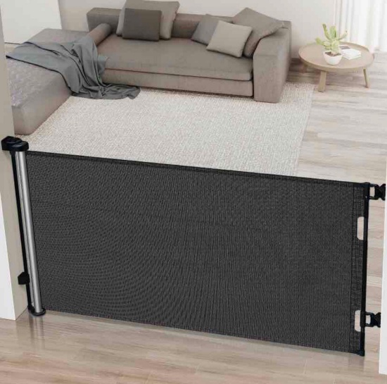 Cumbor Retractable Baby Gates for Stairs, Mesh Pet Gate 33" Tall, Extends to 55" Wide