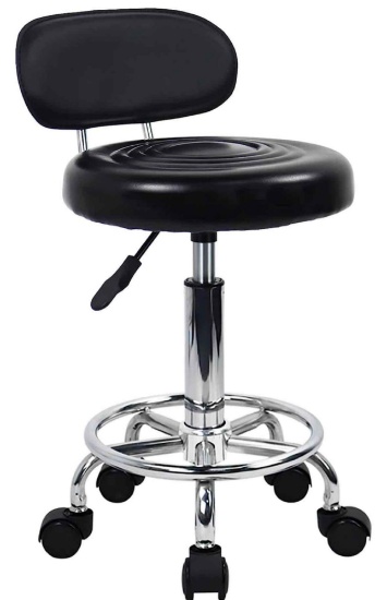 KKTONER PU Leather Modern Rolling Stool with Low Back Height Adjustable Work Salon Drafting Swivel