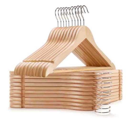 Amber Home Solid Wood Suit Coat Hangers 30 Pack